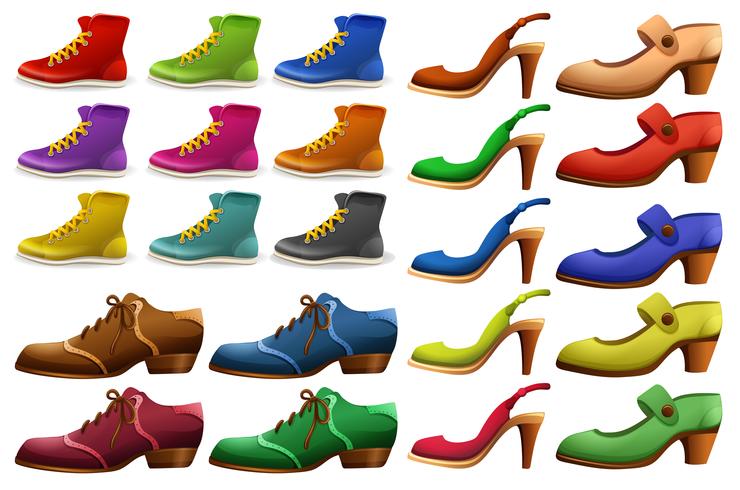 Different designs of shoes vector