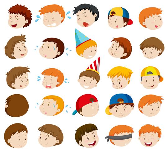 Facial expressions of boys vector