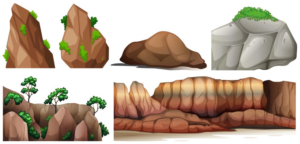 Escena de la naturaleza con rocas y cañones. vector