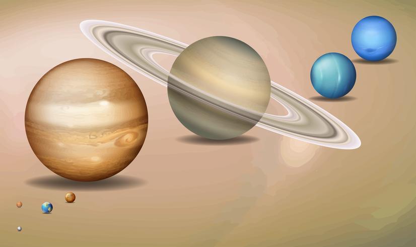 Concepto tridimensional del sistema solar. vector