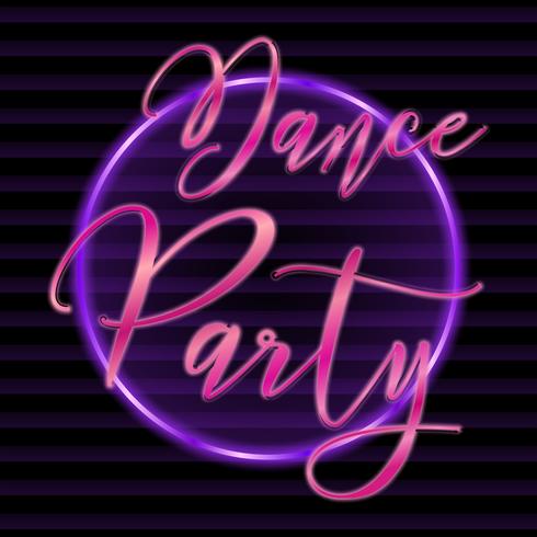 Dance party retro text vector