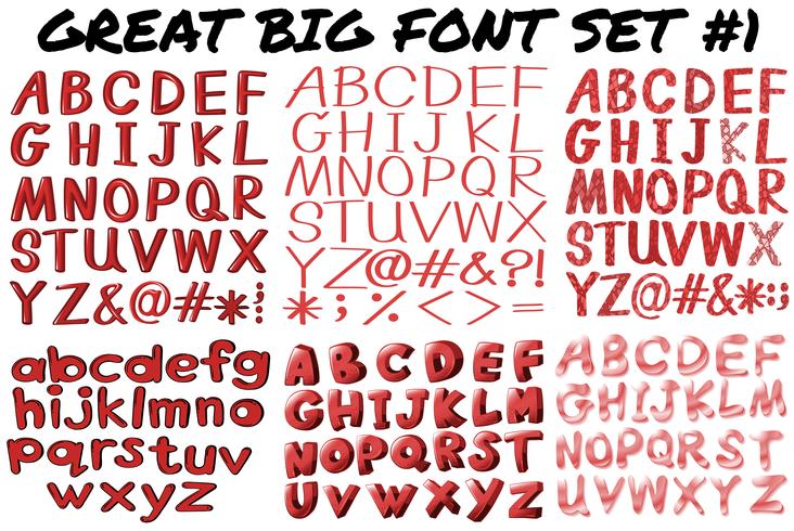 English fonts in red bold vector