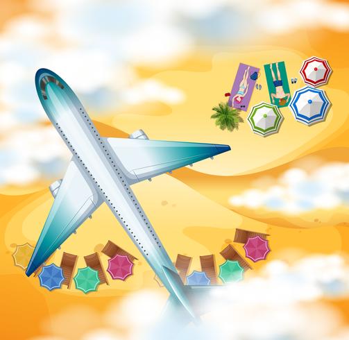 Airplane flying over the beach - Download Free Vector Art, Stock Graphics & Images