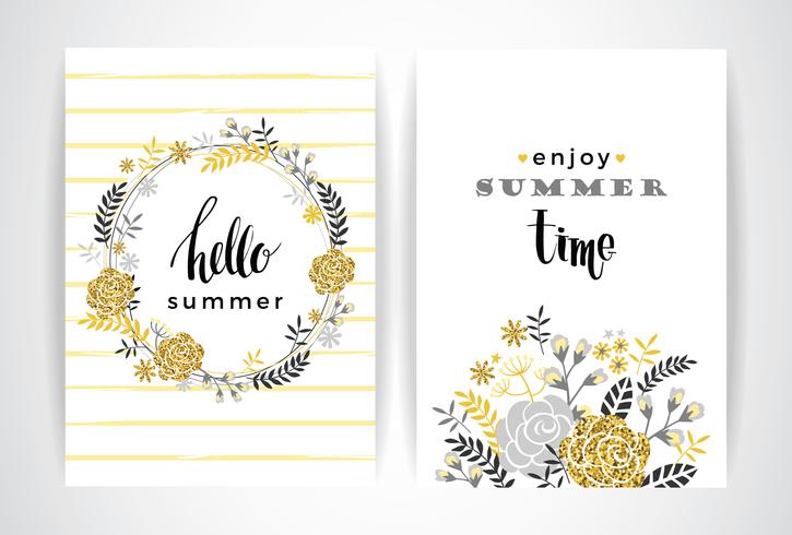 Summer floral card template. Vector illustration