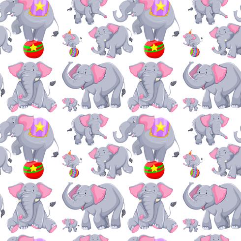 Seamless background with gray elephants vector