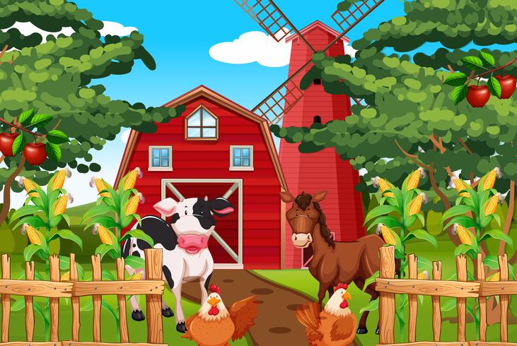 Beautiful nature farm landscape vector