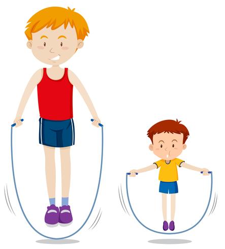 Father and son rope jumping vector