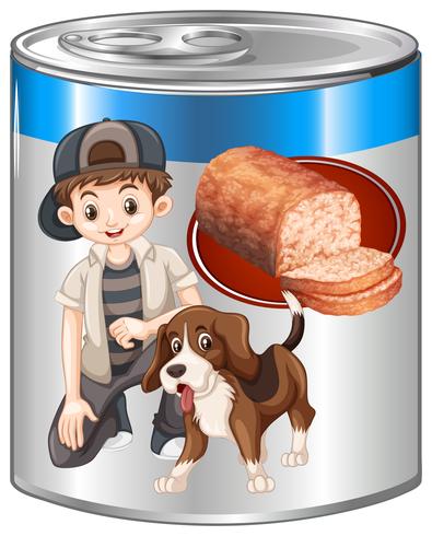 Meatloaf for pet dog in can vector