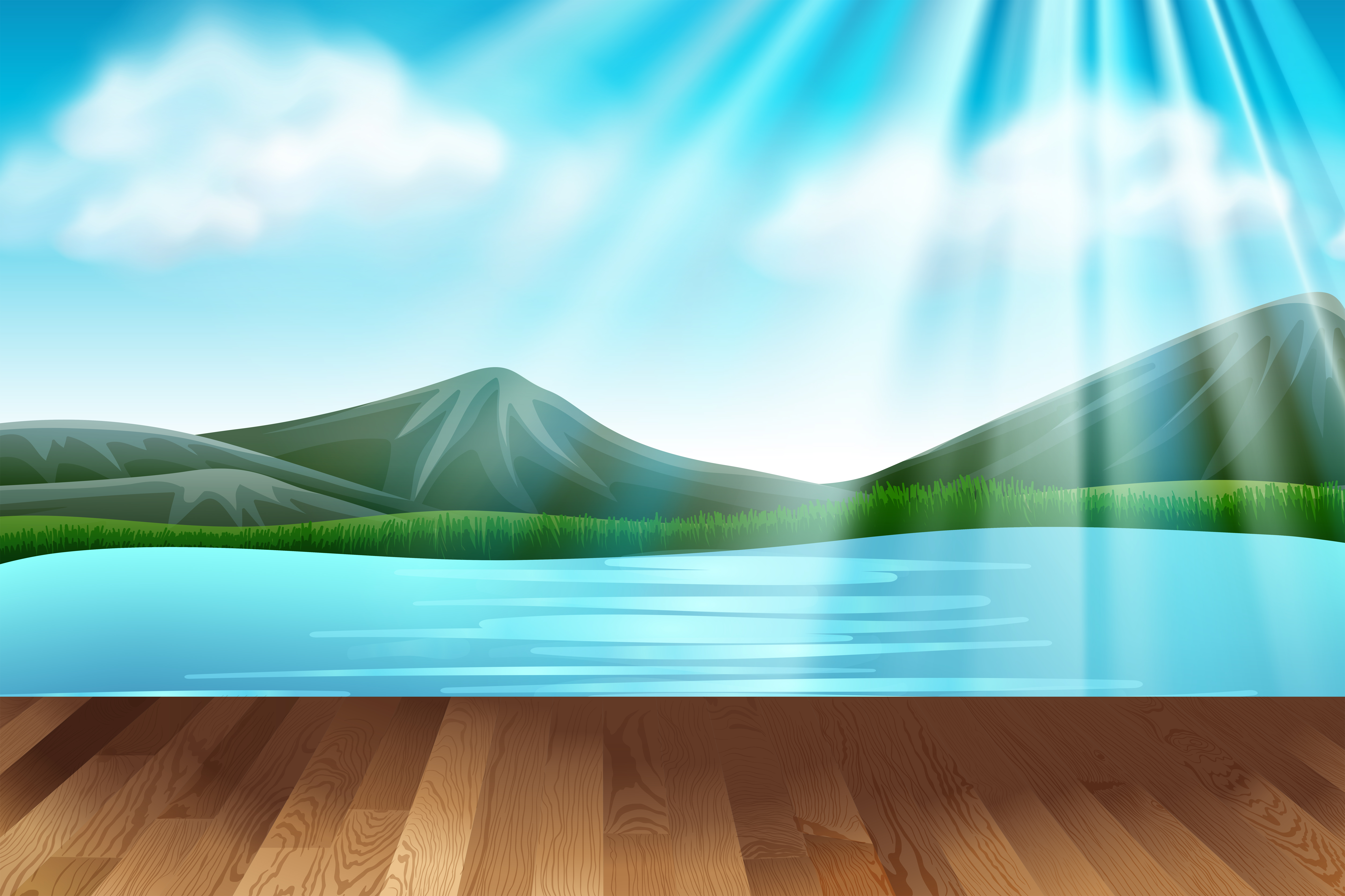 Background scene with lake and mountains - Download Free Vectors