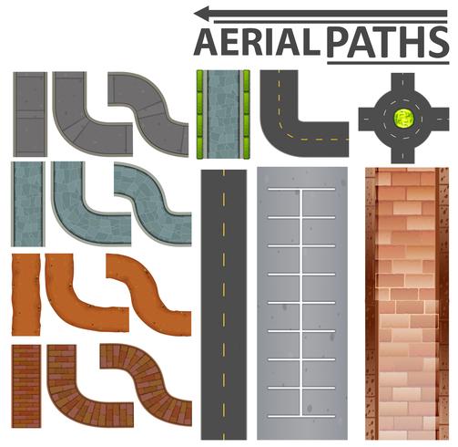 Set of aerial paths vector