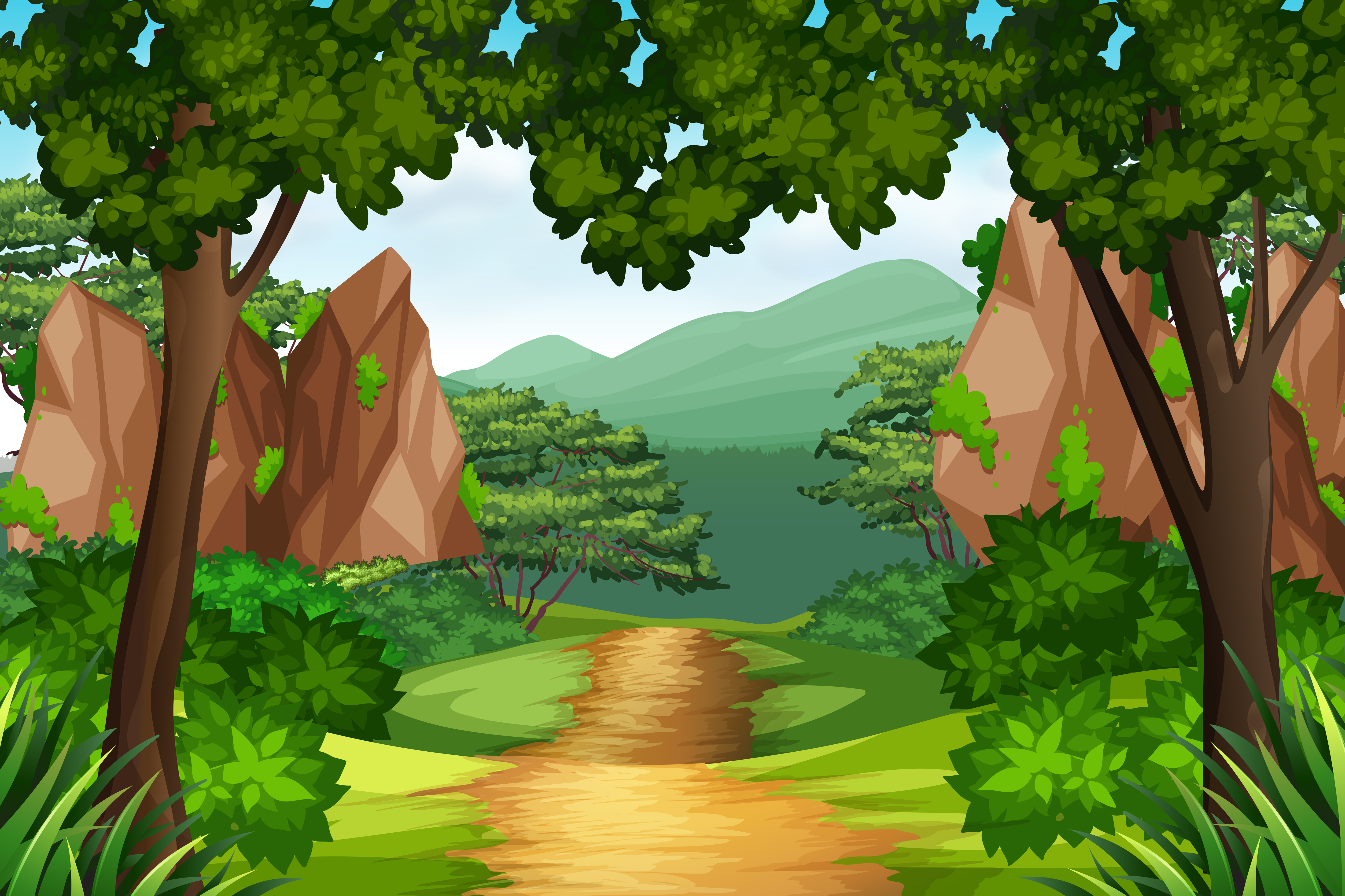 Cartoon Forest Background Vector Art, Icons, and Graphics for Free Download