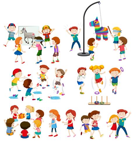 Un conjunto infantil y actividades al aire libre. vector