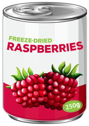 can of freeze dried raspberries vector