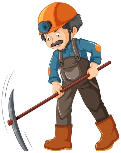 A Mine Worker on White Background vector