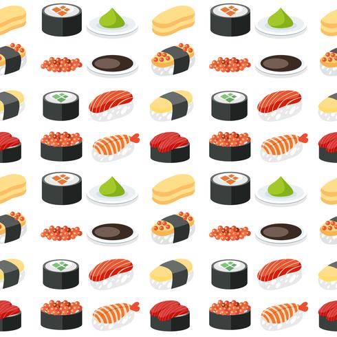 Seamless pattern sushi set vector