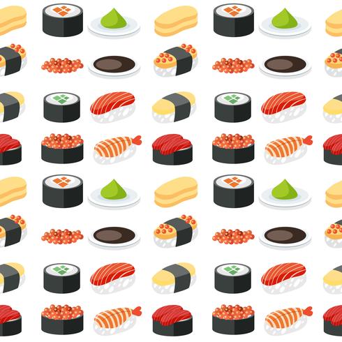 Set de sushi de patrones sin fisuras vector