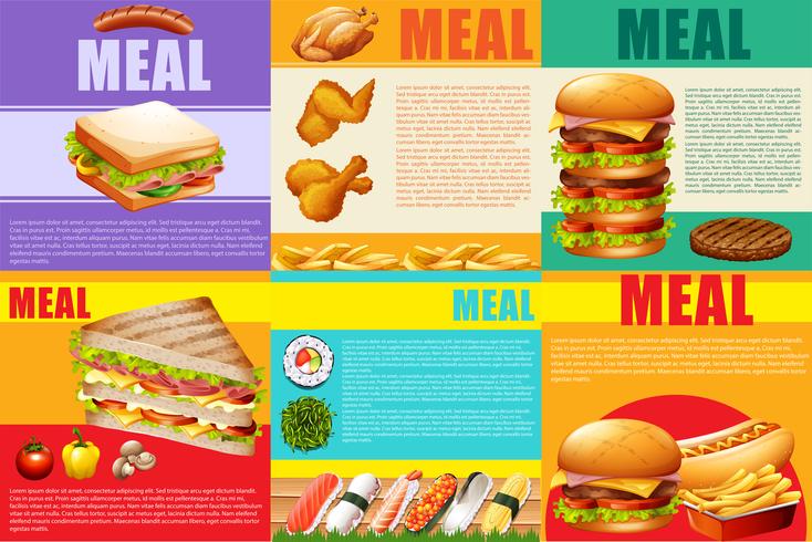 Infografía comida sana y comida rápida. vector