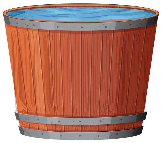 Water in Wooden Barrel on White Background vector