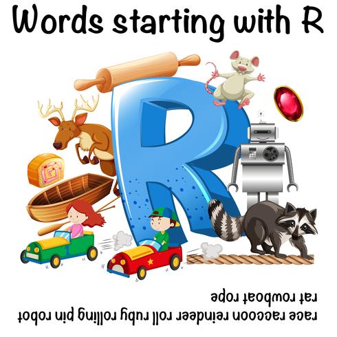 Worksheet design for words starting with R vector