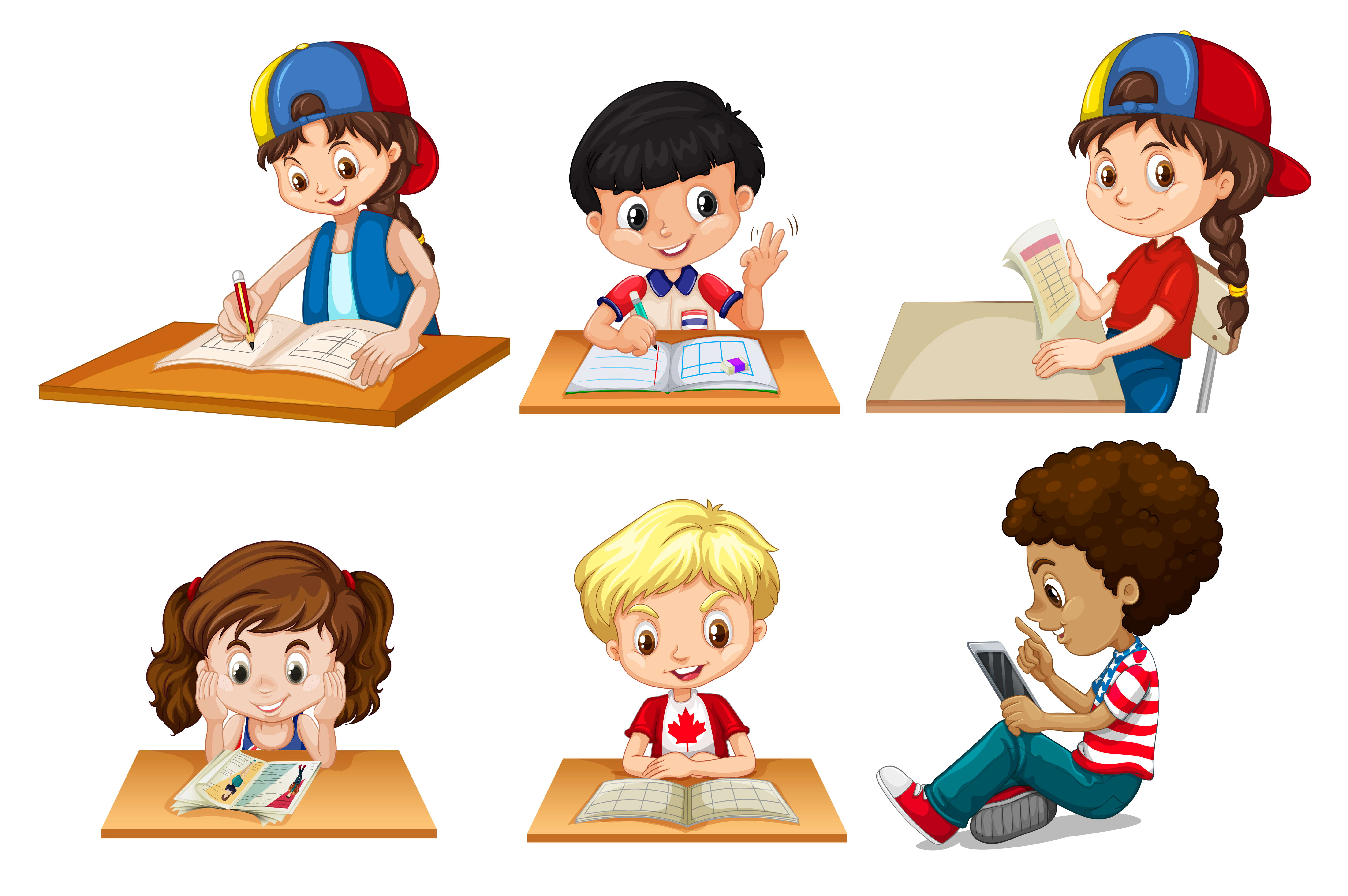 Niños Estudiando Vectores, Iconos, Gráficos y Fondos para Descargar Gratis