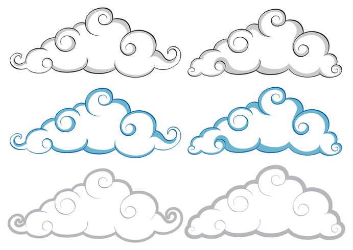 Diferentes formas de nubes sobre fondo blanco vector