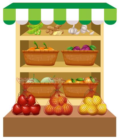 Fresh vegetables and fruits on shelves - Download Free Vector Art, Stock Graphics & Images