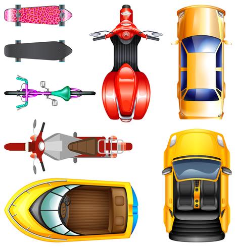 Top view of different transportation vector