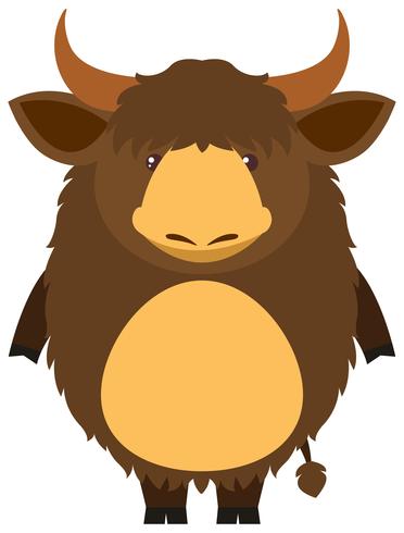 Yak marrón con cara feliz vector