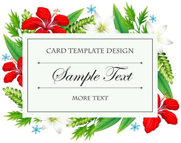 Card template with different types of flowers vector