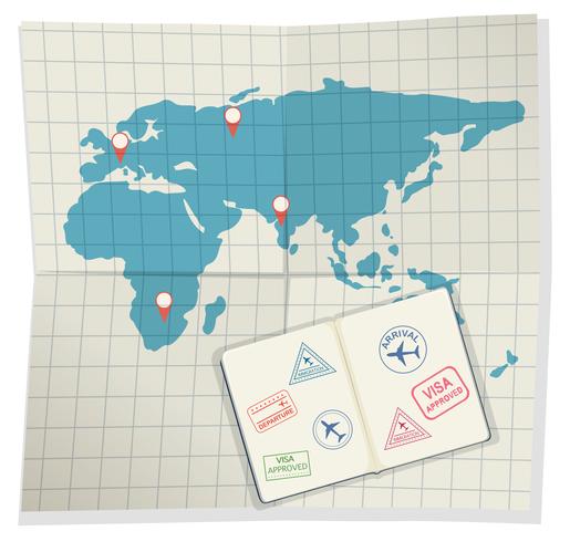 Set of passports and boarding pass vector