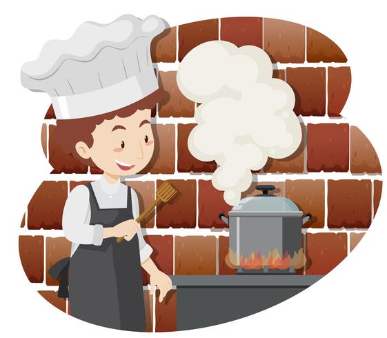 A Professional Chef Cooking Food vector