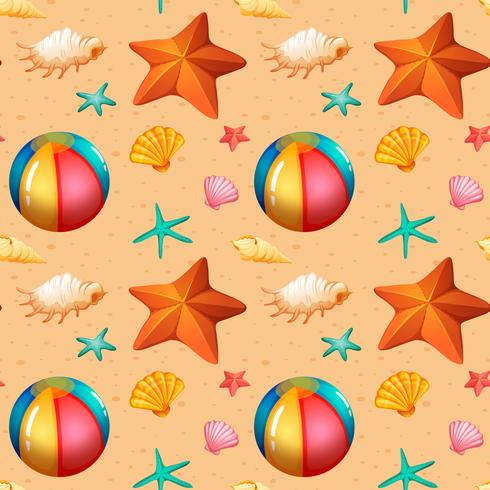 Seamless pattern of beach objects vector