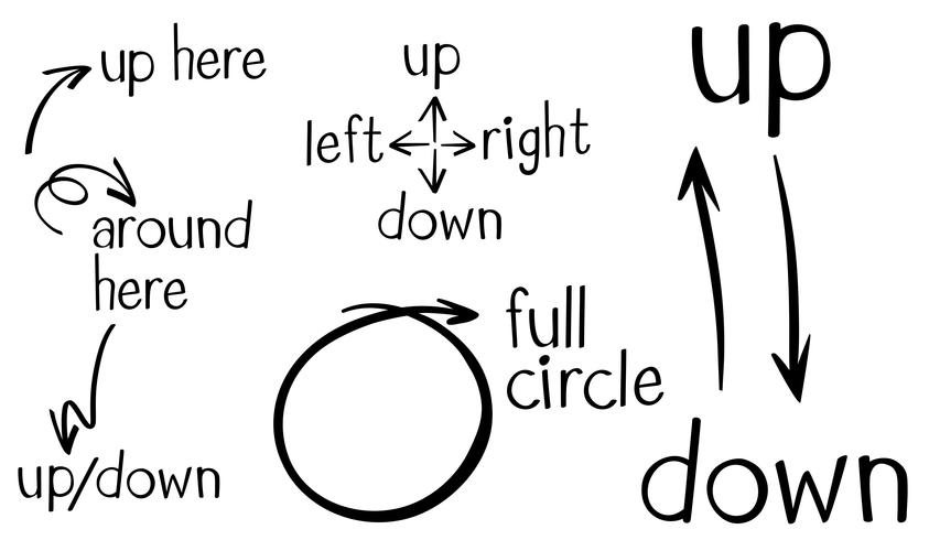 Doodles line showing different directions vector