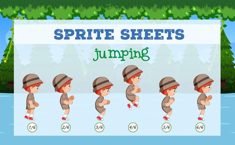 Boy sprite sheets jumping vector