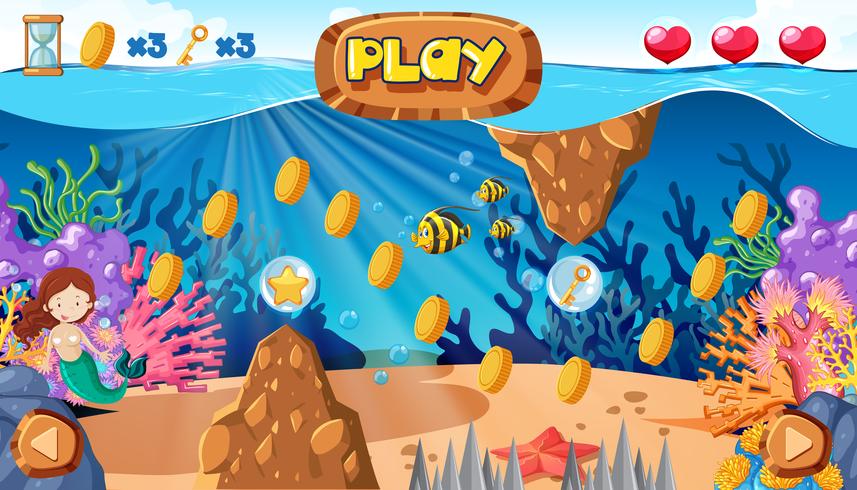 Un juego de sirenas bajo el océano vector