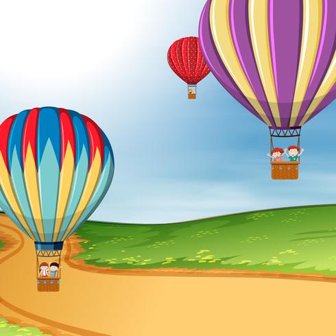 Children in hot air balloon - Download Free Vector Art, Stock Graphics & Images