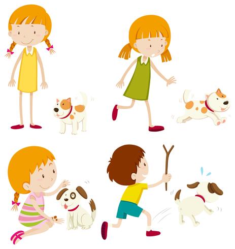 Set of various young children and dogs - Download Free Vector Art, Stock Graphics & Images