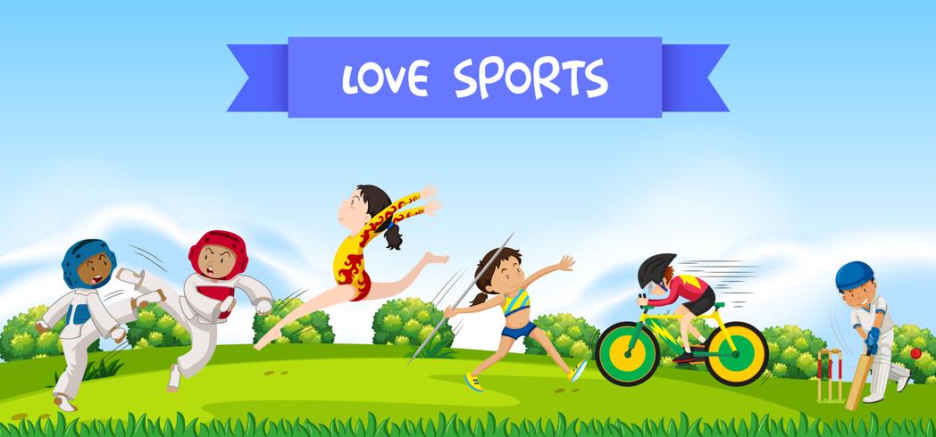 Sport athletes in nature vector