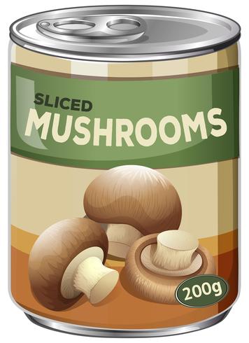 A Sliced Mushrooms in Can on White Background vector