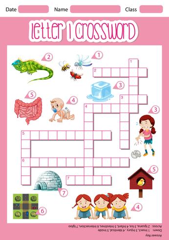 Letter I crossword worksheet vector