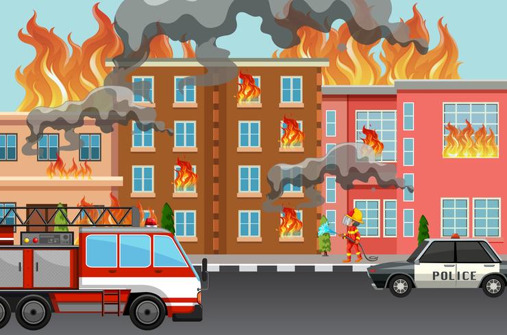 Fire in the town vector