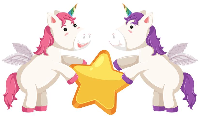 Personaje unicornio con estrella vector