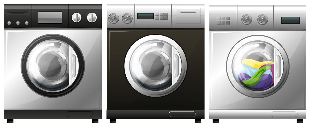 Washing machine with laundry inside vector