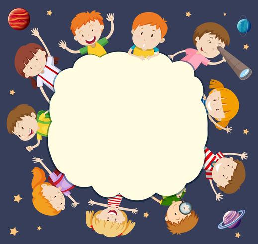 Blank frame with children around in space - Download Free Vector Art, Stock Graphics & Images