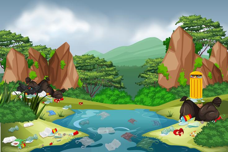 Dump garbage in the forest vector