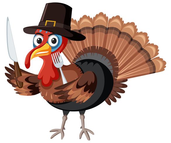 Thanksgiving turkey character on white background vector