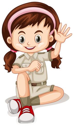Happy girl waving hand vector