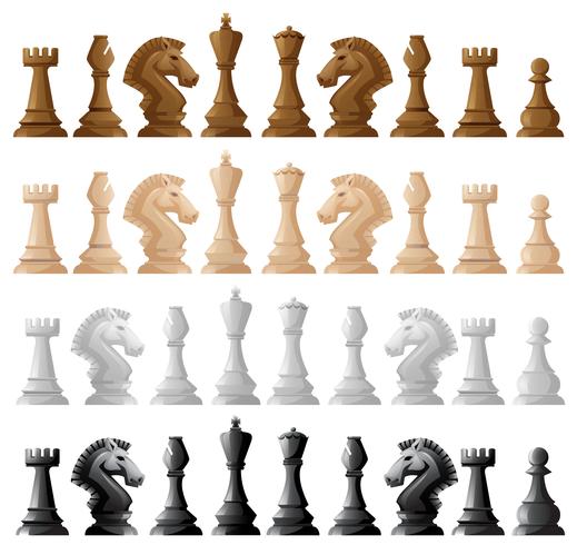 Four set of chess pieces vector