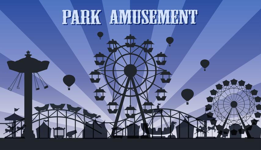 A silhouette amusement park template vector