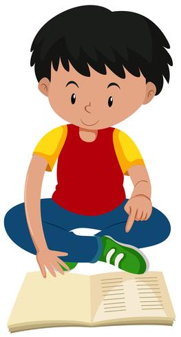 Young boy reading a book vector